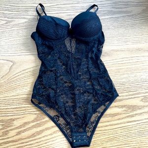 Black Sheer Lace Body Suit Teddy